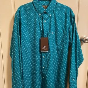 Ariat Men’s Vavrick LS Print Shirt Pappagallo Teal size Large